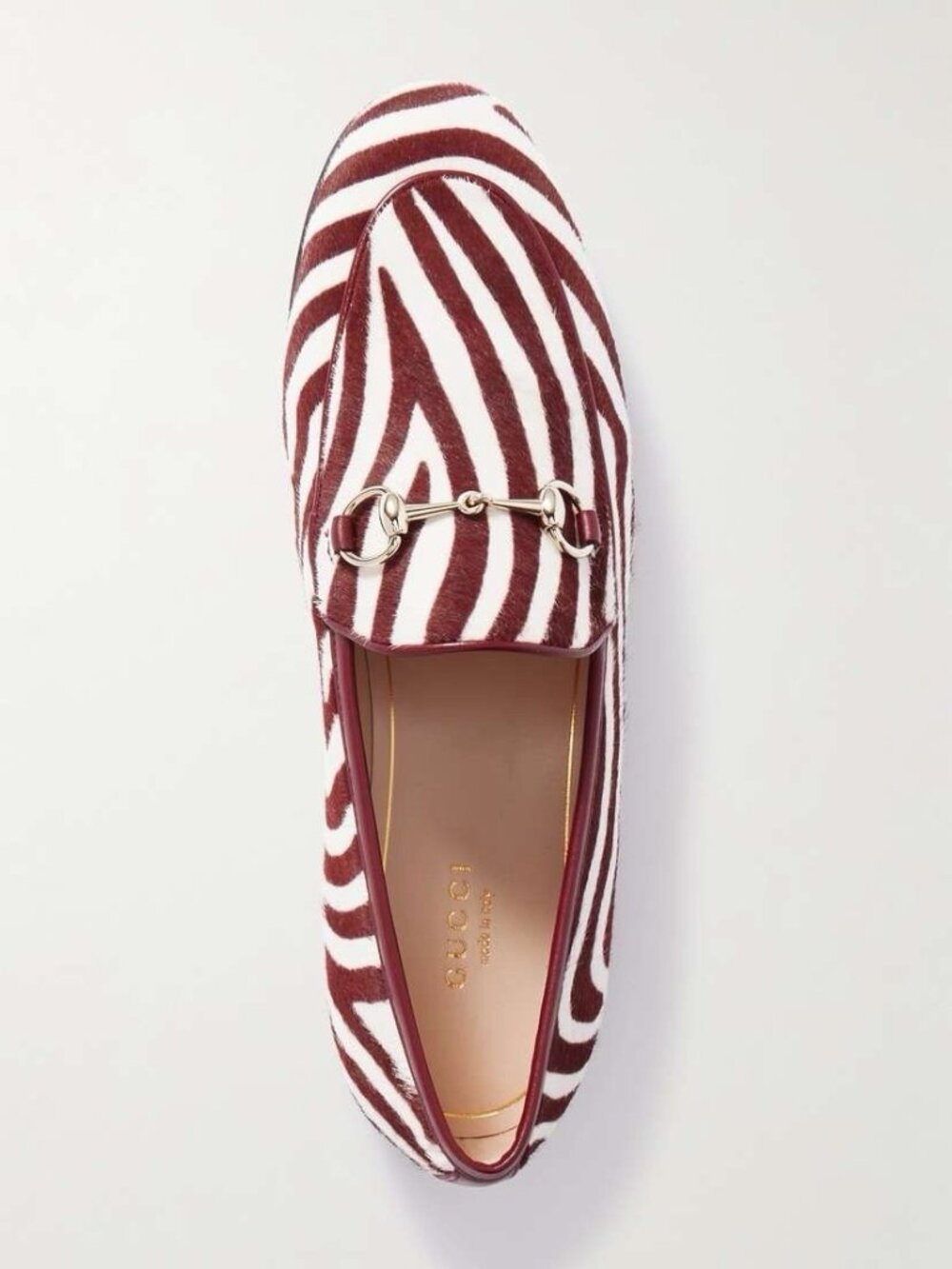 NEW GUCCI Jordaan Horsebit-detailed Zebra-print Calf Hair Loafers Sz 39